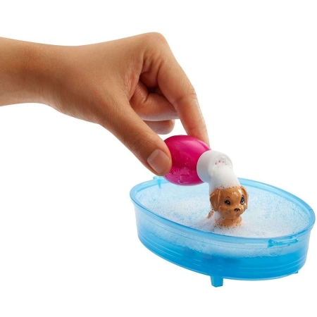Lalka Barbie kąpiel piesków akcesoria Mattel GDJ37
